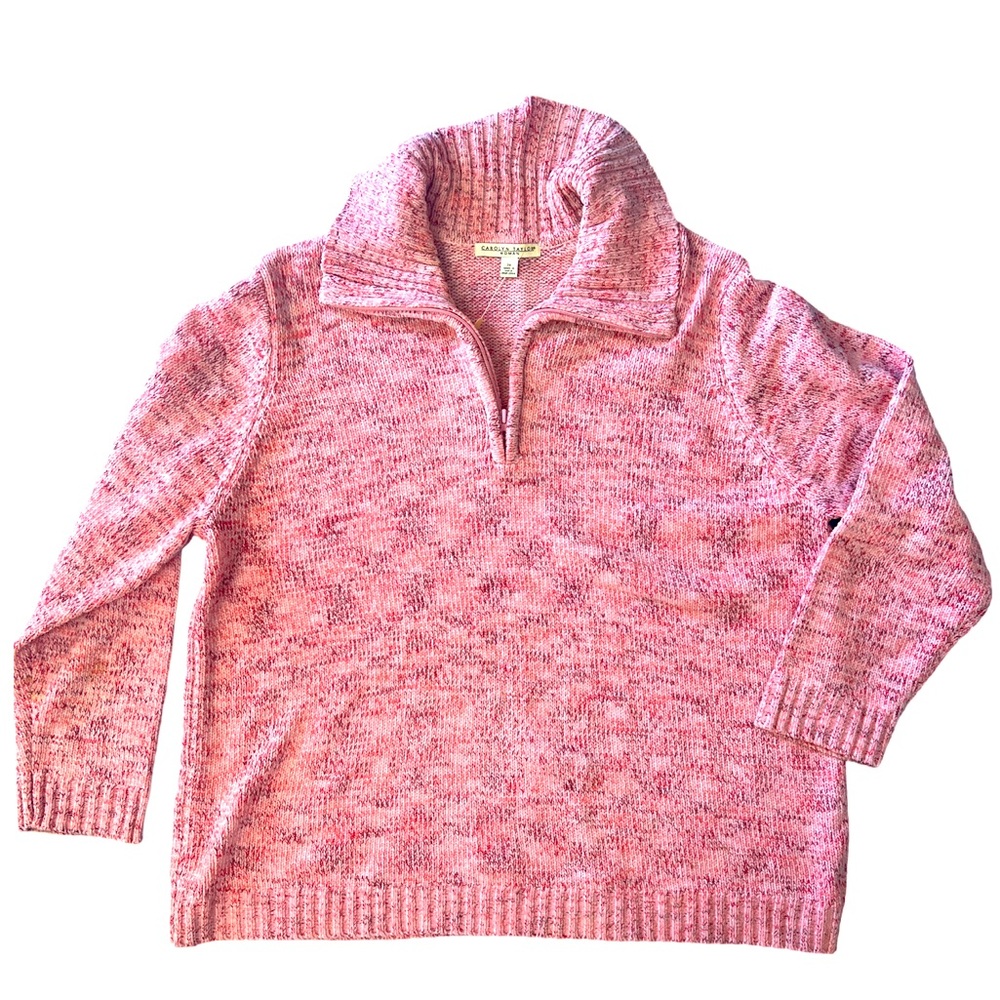 Carolyn Taylor woman pink chenille sweater, new size 2X zip neck